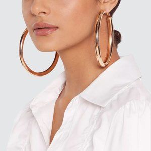 Oversized Wide Hoop Earrings - Gold